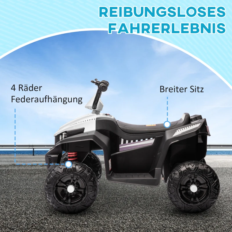 AIYAPLAY Elektrische Kinderquad, Licht & Muziek, Ophanging, 5 km/u, 50 Min. Rijtijd, voor 3-5 Jaar, Wit