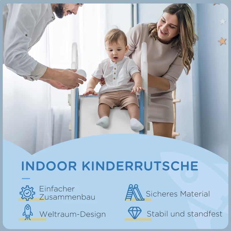 AIYAPLAY Glijbaan voor Kinderen 1,5 tot 3 jaar, Raketontwerp, Sticker Set, blauw, 157 x 46,5 x 80 cm(m-6)