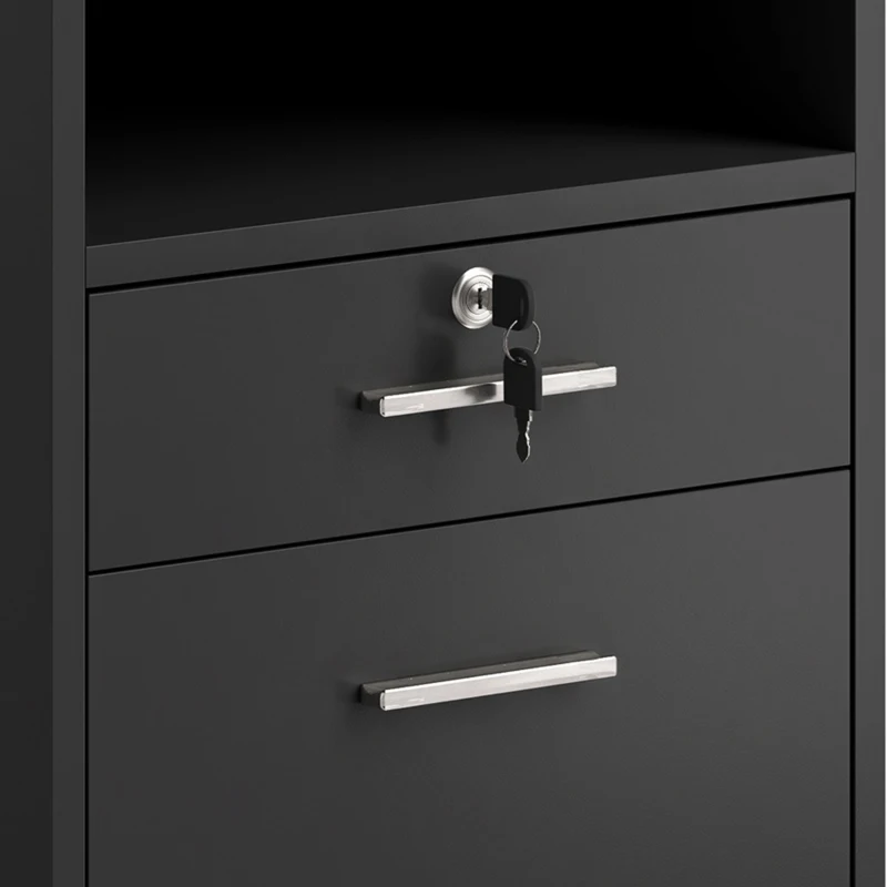 Vinsetto bureaukast rolcontainer met 2 lades, 1 afsluitbare lade, 5 wielen, zwart, 40 x 40 x 65 cm