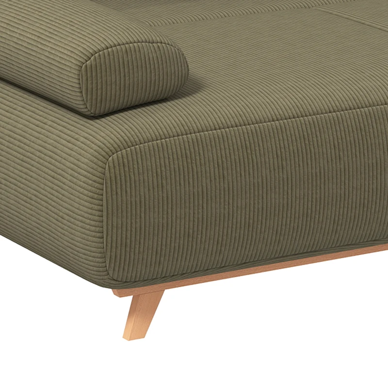 HOMCOM Slaapbank met verstelbare rugleuning, bedfunctie, verborgen opbergruimte en cordbekleding, donkergroen