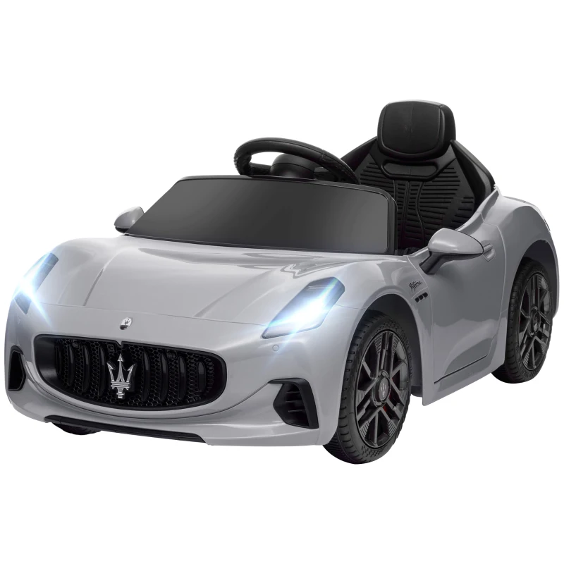 AIYAPLAY Voiture électrique pour enfants sous licence Maserati Gran Turismo Folgore, 12V avec télécommande, de 3 à 5 ans, gris