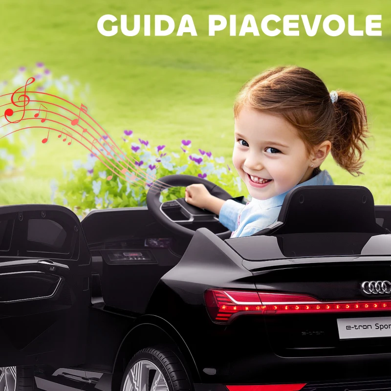 HOMCOM Macchina Elettrica per Bambini 12V con Telecomando, Velocità 3-8km/h, Luci e Musica, Età 3-5 Anni, Nero