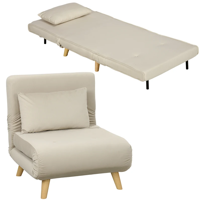HOMCOM 2-in-1 fauteuil, relaxfauteuil en gastenbed, 72 x 78 x 79 cm, grijs