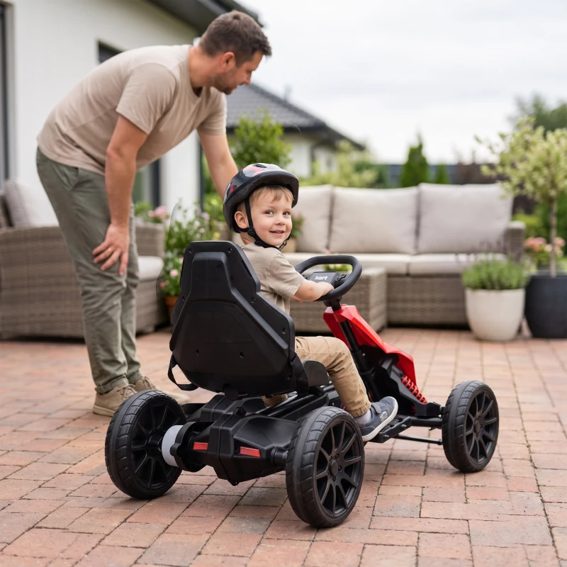 HOMCOM Elektro Go-Kart für Kinder 3-5km/h Gokart mit 2-Fach verstellbarem Geschwindigkeit, Sicherheitsgurt, EVA-Räder für 3-8