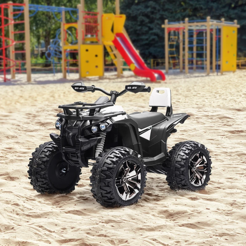 HOMCOM Quad Elettrico per Bambini 3-5 Anni a 12V con Fari e Pedale, Presa USB per Musica, Bianco