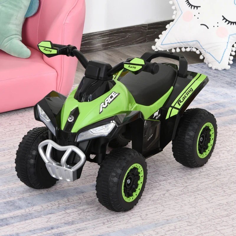 HOMCOM Quad per Bambini 18-36 Mesi a Spinta Manuale con Suoi Integrati, in PP e Metallo, 44x67.5x38 cm, Verde