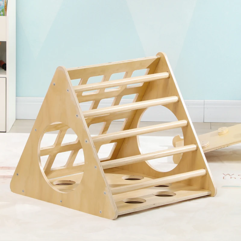 AIYAPLAY Escalada para Niños de 18-48 Meses 8 en 1 con Rampa Escalera de Arco y Bolsa de Arena 175x59,5x60 cm Natural