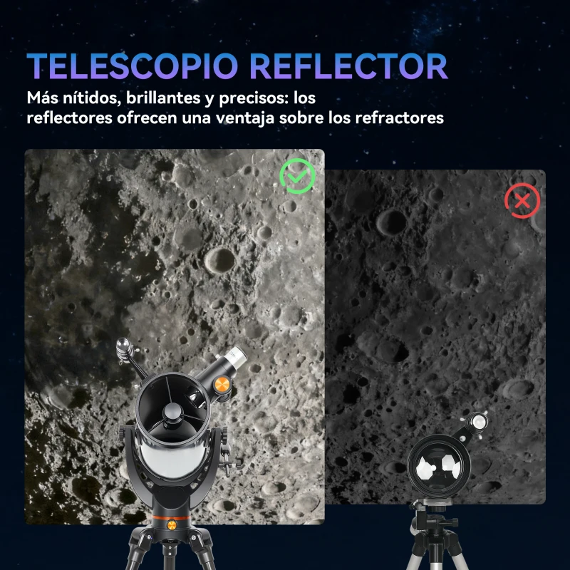 Outsunny Telescopio Reflector Astronómico para Adultos y Principiantes Apertura 114 mm con Trípode Ajustable Bolsa