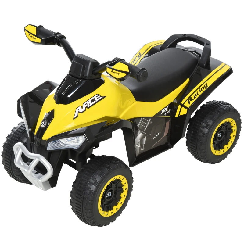 HOMCOM Quad pentru Copii 18-36 Luni, cu Împingere Manuală, Sunete Integrate, din PP și Metal, 44x67.5x38 cm, Galben(m-11)