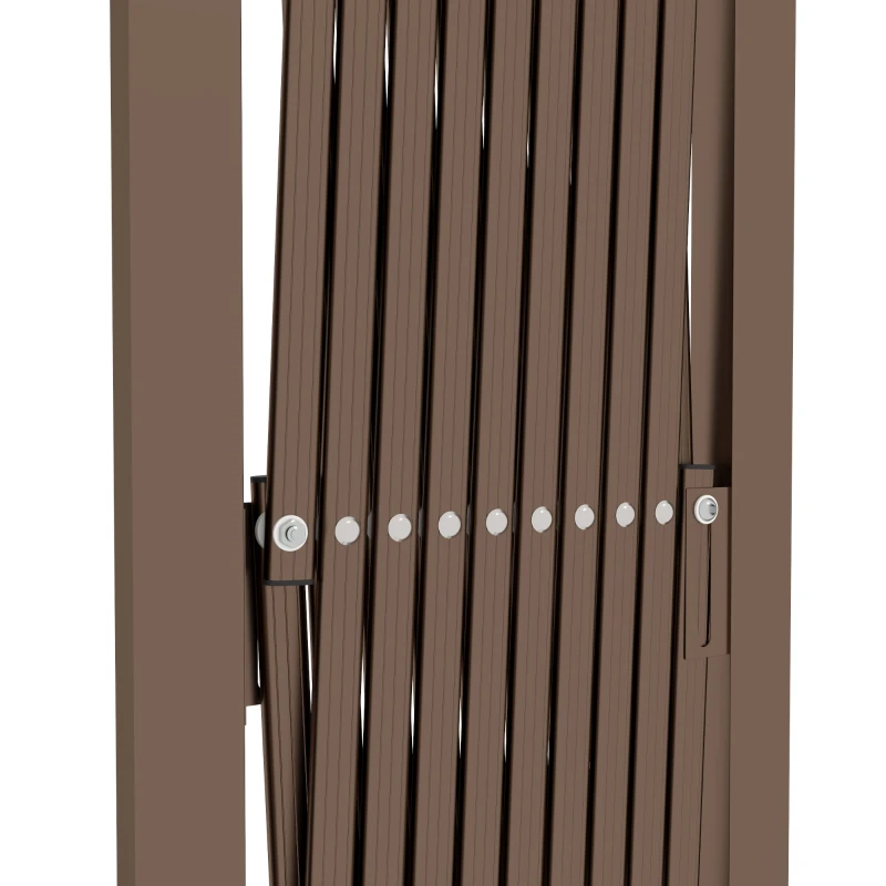Outsunny Uitschuifbaar harmonicahek 31-250 cm, afzethek, tuin, aluminium, donkerbruin