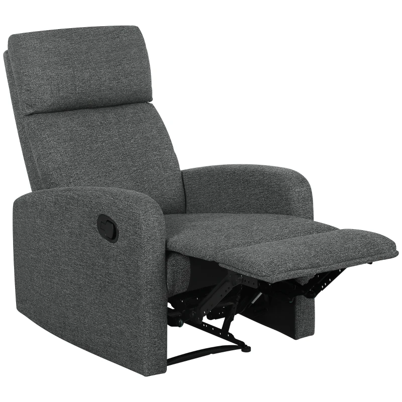 HOMCOM Relaxfauteuil, verstelbare ligstoel met aanpasbare beensteun, moderne woonkamerfauteuil met stoffen bekleding, grijs(m-10)