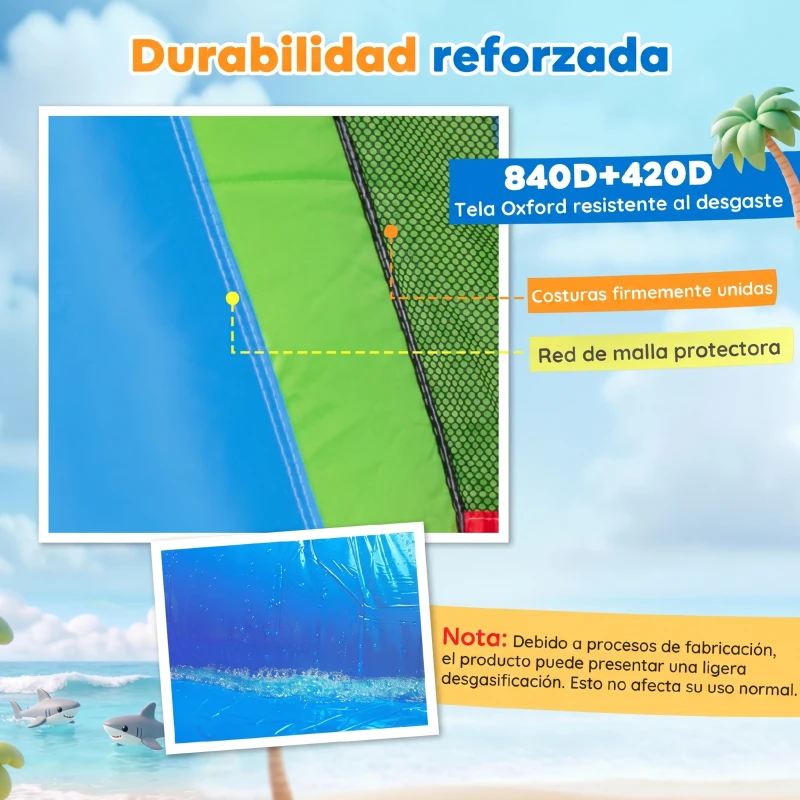 Outsunny Castillo Inflable Infantil con Tobogán Cama de Salto Piscina Muro de Escalada Inflador 390x300x197 cm Multicolor