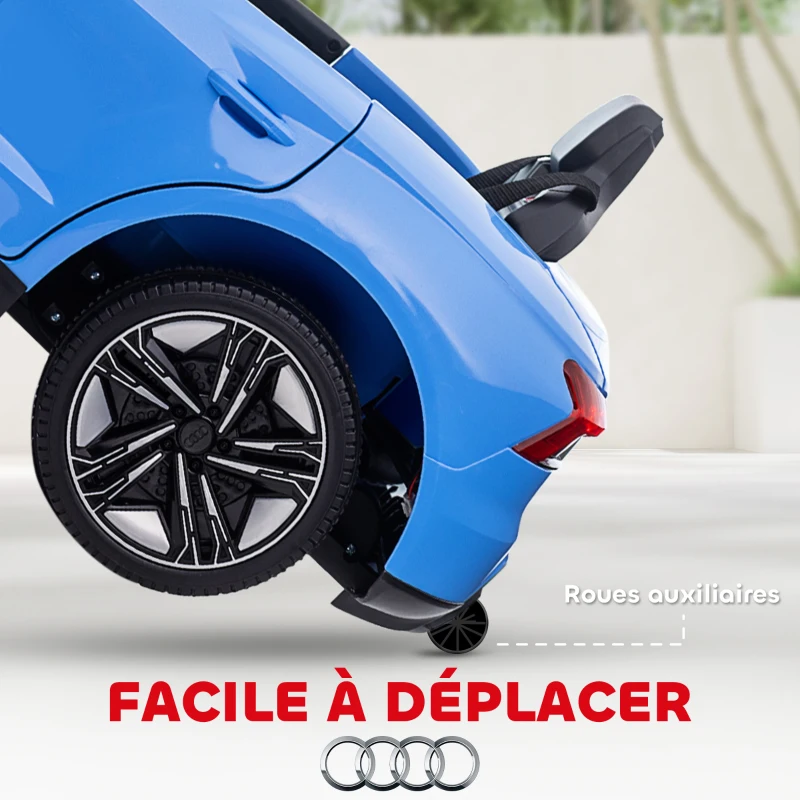 HOMCOM Voiture électrique enfant 12 V - véhicule électrique avec télécommande parentale fournie - V. Max. 5 Km/h - effets sonores, lumineux - Audi RS E-tron GT bleu(m-6)
