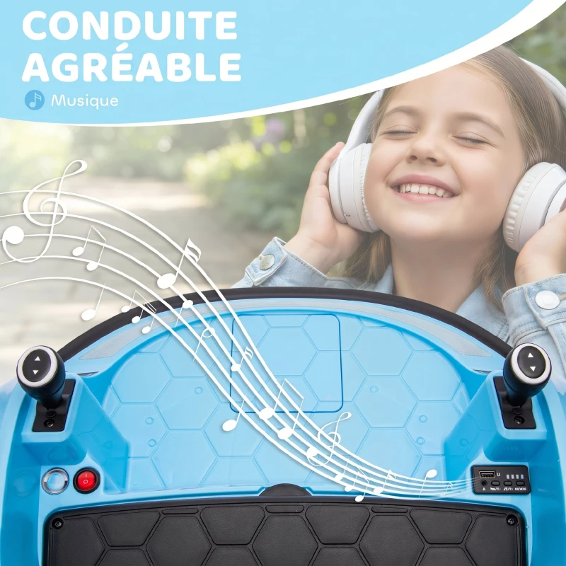 AIYAPLAY Voiture Tamponneuse Électrique Enfant 12V, Rotation à 360°, Auto-Tamponneuse Enfant avec Télécommande, Bleu