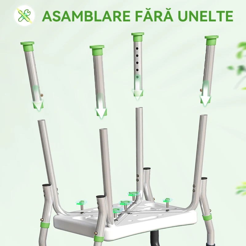 HOMCOM Scaun de duș din aluminiu, reglabil pe înălțime, cu cotiere și picioare antiderapante, verde