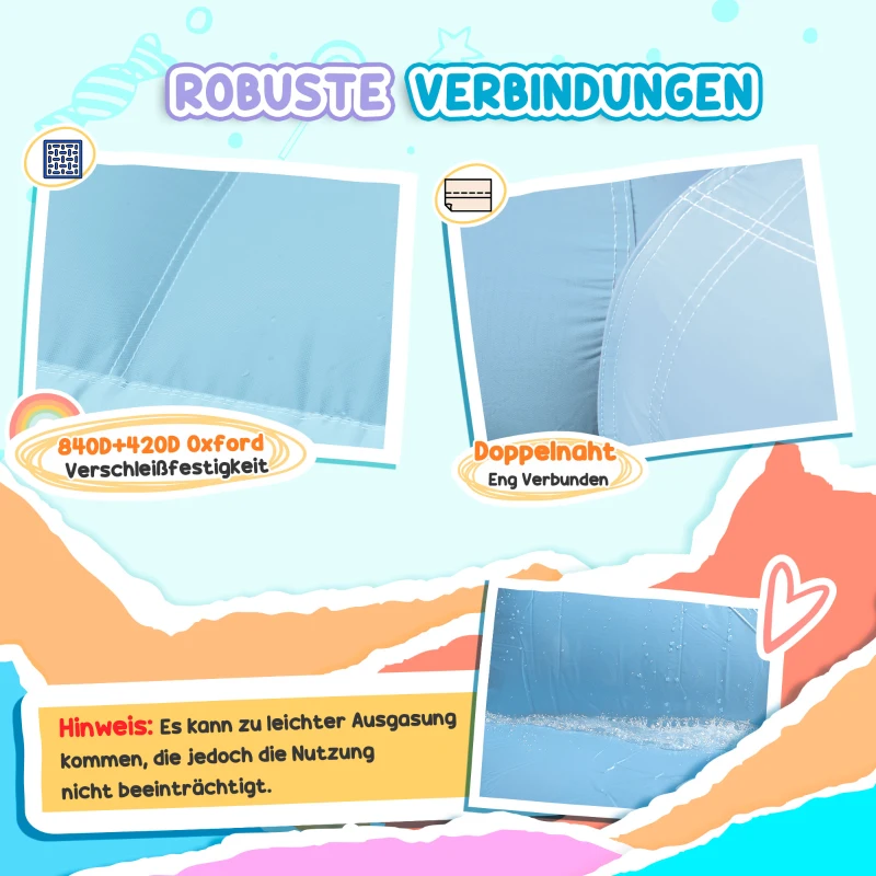 AIYAPLAY Hüpfburg, Bällebad, 2 Rutschen, Oxford-Gewebe, UV-beständig, Gebläse, Bunt