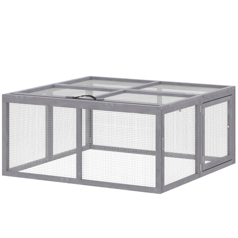 PawHut Rabbit Hutch Outdoor, Foldable Guinea Pig House with Openable Top, for 3 Bunnies, Ducks, Chickens, 110 x 105 x 50 cm