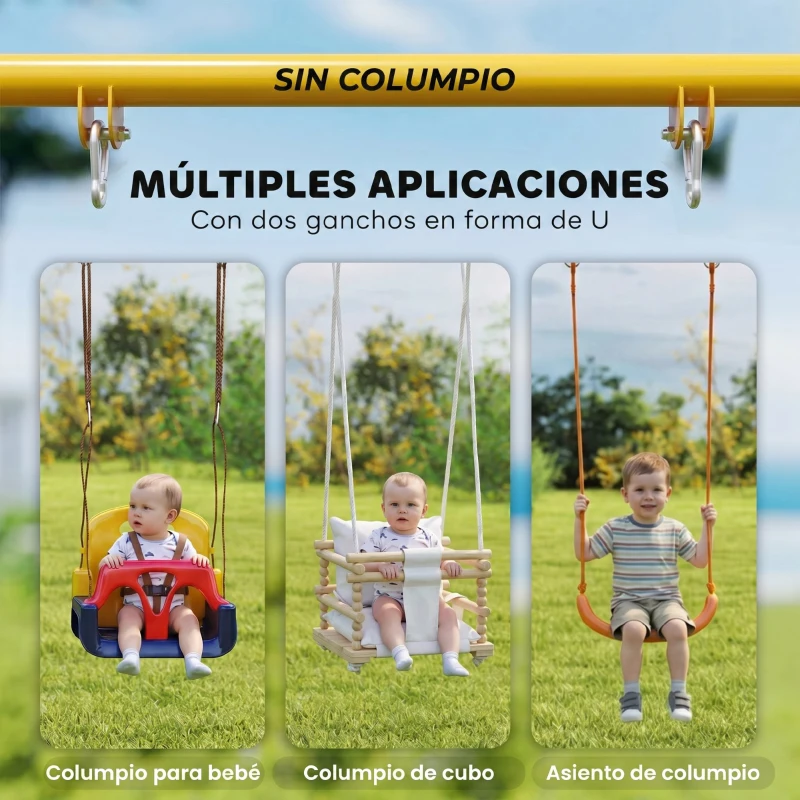AIYAPLAY Estructura de Columpio Infantil Plegable con 2 Ganchos 4 Estacas Resistente para 50 kg Forma A 128x155x157 cm Azul