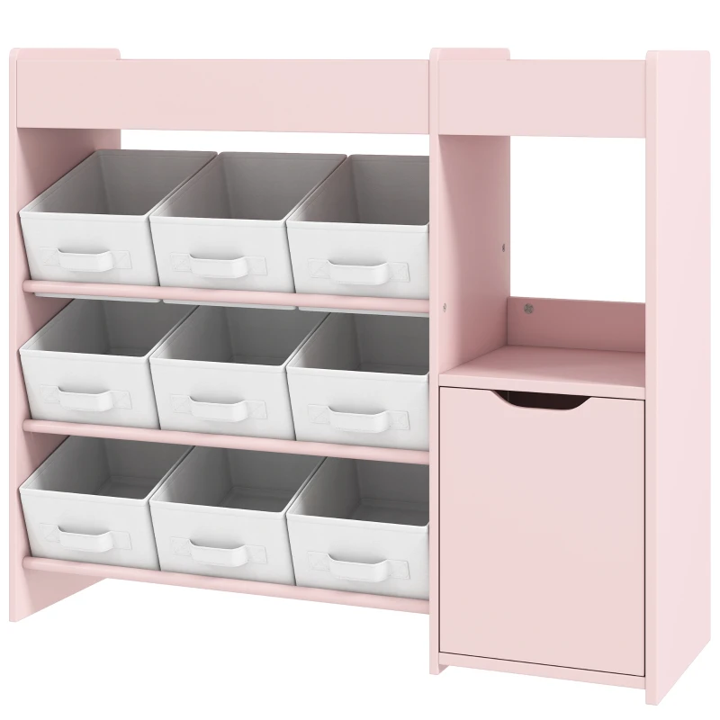 AIYAPLAY Organizador Infantil con Compartimentos 9 Cestas Extraíbles y Láminas de Pegatinas 92x30x80 cm Rosa