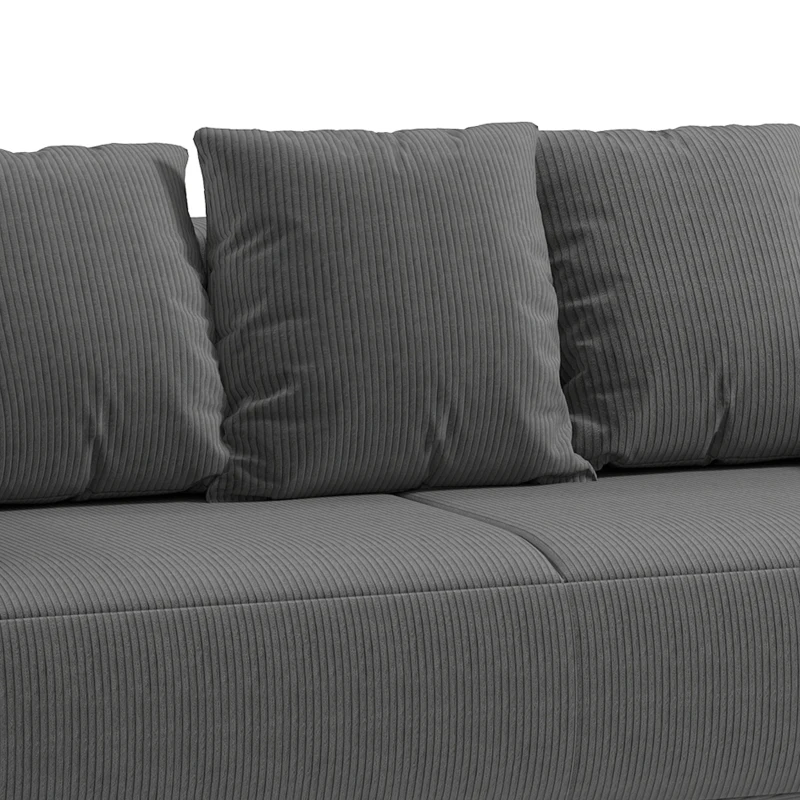 HOMCOM Slaapbank met verstelbare rugleuning, bedfunctie, verborgen opbergruimte en cordbekleding, grijs