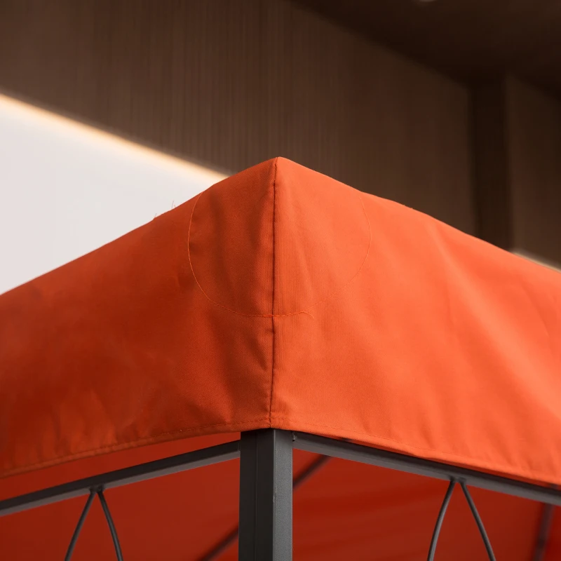 Outsunny Vervangend dak voor metalen tuinpaviljoen paviljoen partytent tuintent 3x4m, Oranjerood