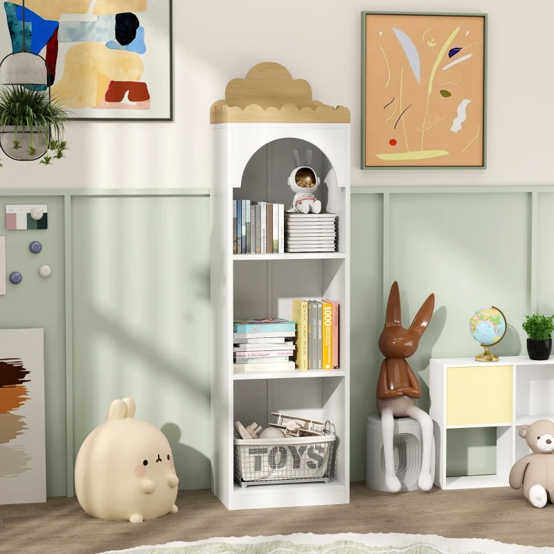 AIYAPLAY Bibliothèque pour enfants avec étagère 3 niveaux joli design nuage pour chambre coin lecture blanc