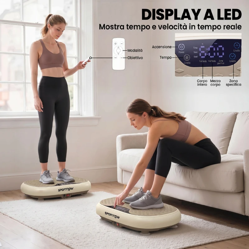 SPORTNOW Plataforma Vibratoria con 20 Niveles de Velocidad 3 Programas Pantalla LED Control Remoto para Hacer Ejercicio en Casa