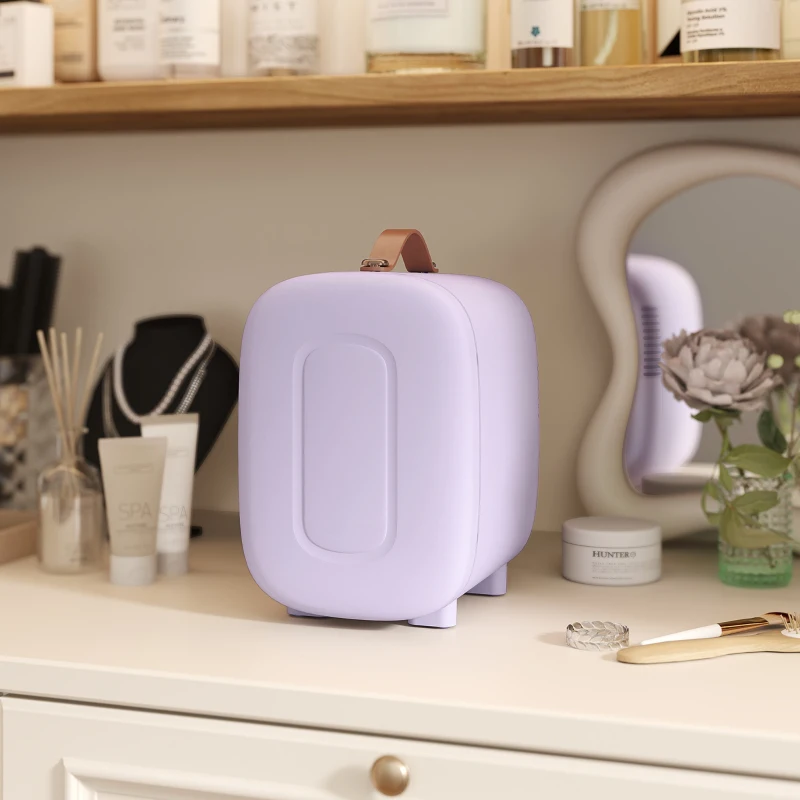 HOMCOM Frigorífico Pequeno de Cosméticos 4L 9V/240V para Arrefecer e Aquecer Mini Frigorífico para Beleza 20,3x26,3x28 cm Roxo