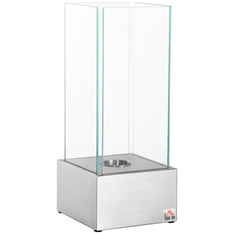 HOMCOM Cheminée éthanol à Poser Cheminée Portable à table avec réservoir 0,4 L Couverture 15 m² - dim. 25L x 25l x 60H cm