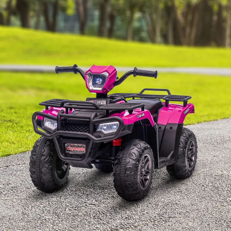 HOMCOM Quad électrique enfant 12V, voiture électrique enfants, double moteur, phares et musique, 88x45x50cm, rose(m-10)
