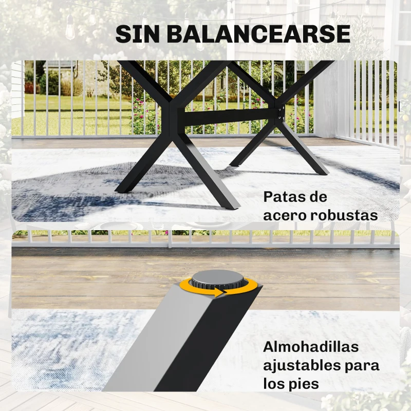 Outsunny Mesa de Comedor Exterior Extensible 154/214 cm para 8-10 Personas de Aluminio Acero con Tapa Imitación Madera Gris