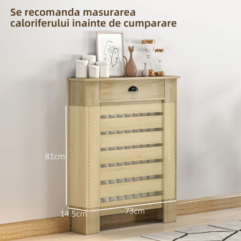 HOMCOM 95.5H x 78Wcm Radiator Cover, with Drawer - Oak