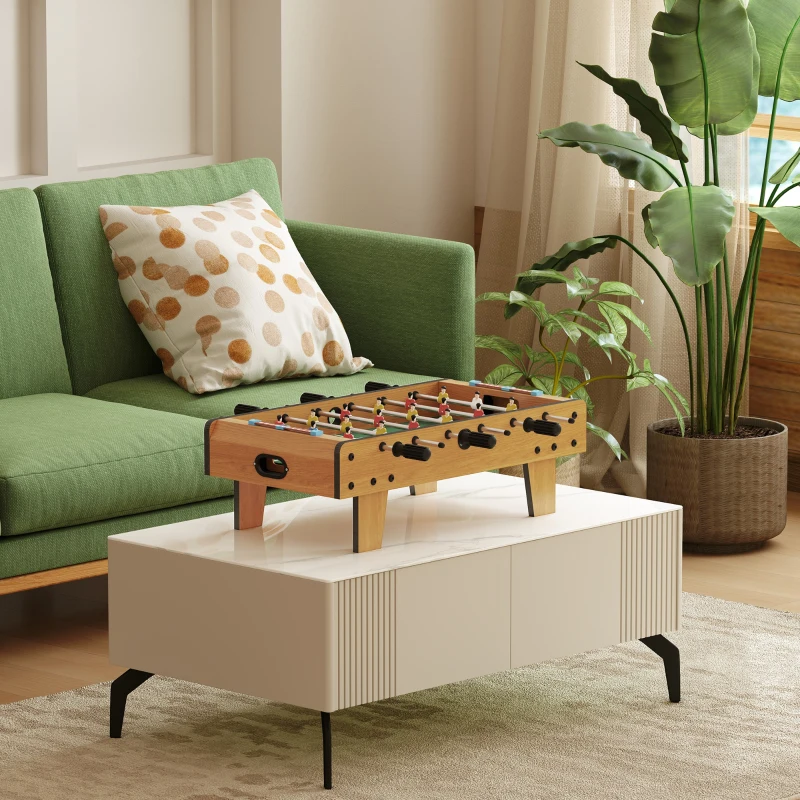 HOMCOM Tischfußball-Set, Kicker-Tisch, kompakte Holzstruktur, 2 Bälle, Scoreboards, Braun