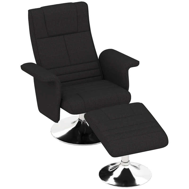 HOMCOM Massagestoel met hocker, verstelbare rugleuning, 78 x 95 x 88 cm, zwart
