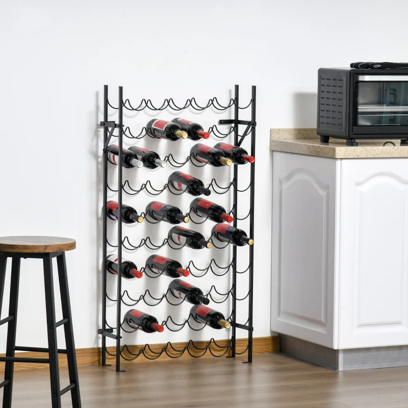 HOMCOM Weinregal für 60 Flaschen Flaschenregal Metall Flaschenhalter 63 x 20,5 x 118 cm Schwarz
