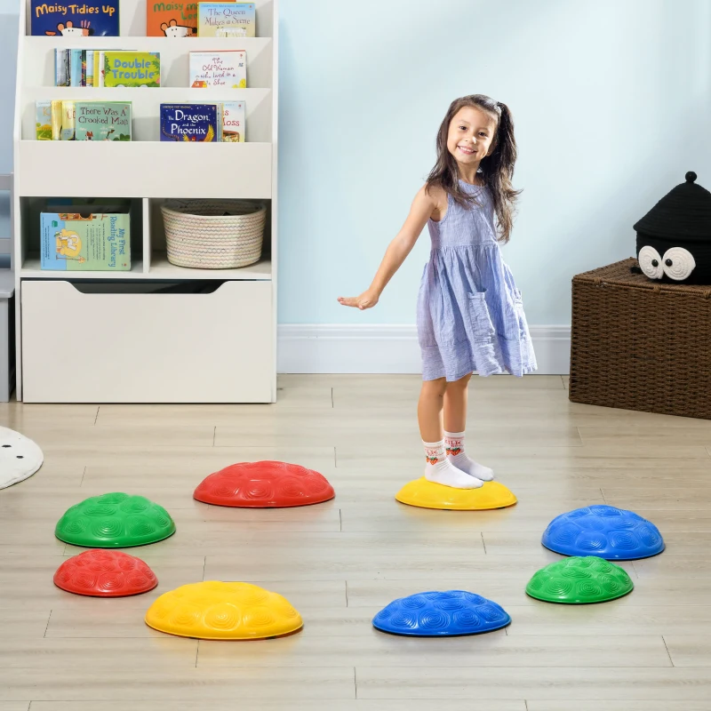ZONEKIZ Conjunto de 8 Pedras de Equilíbrio Empilháveis com Base Antiderrapante para Equilíbrio e Promover a Coordenação Multicor