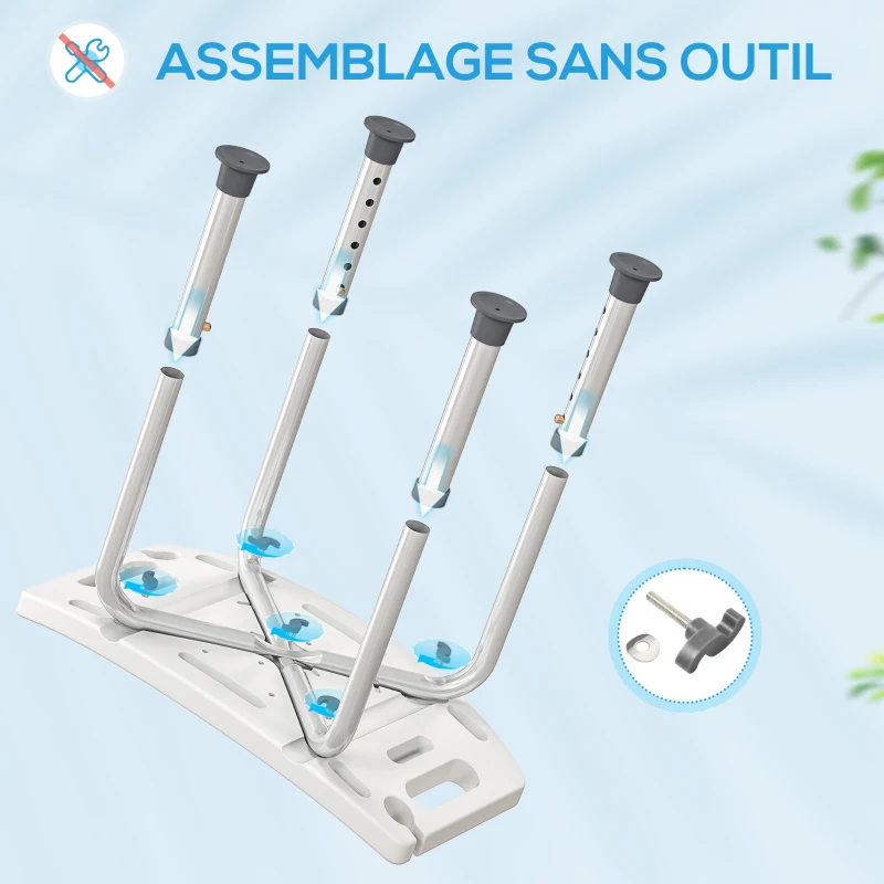 HOMCOM Siège de Douche réglable en Hauteur Tabouret de Douche Ergonomique Pieds antidérapants Charge Max. 135 Kg alu HDPE Gris