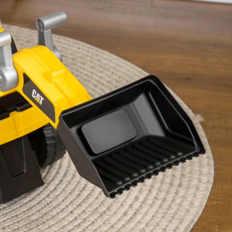 HOMCOM Ride on Tractor, CAT Licensed Kids Ride On Digger Excavator, Construction Toy Car with Adjustable Bucket, Horn, for Ages 1.5-3 Years