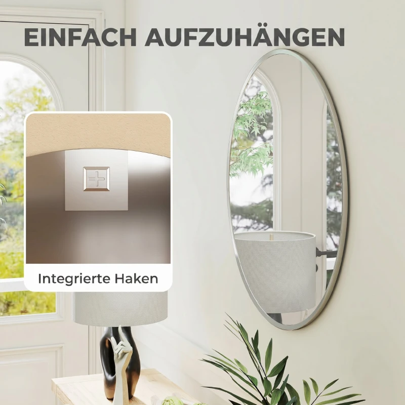 HOMCOM Wandspiegel, modernes Design, 61 x 61 cm, Silber