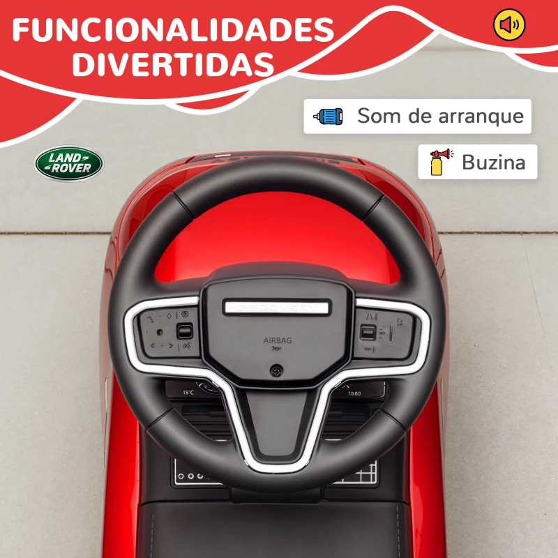AIYAPLAY Carro Andador para Crianças  com Licença de Land Rover com Armazenamento Buzina Sons de Motor 65,5x28x42 cm Vermelho