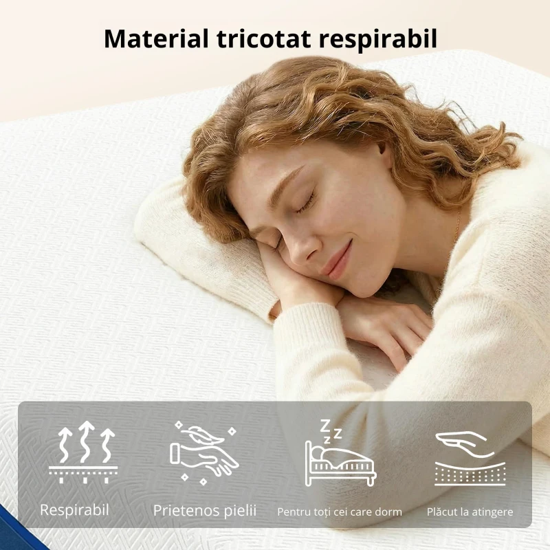 HOMCOM Saltea 140x190cm, saltea 2 persoane, spumă cu memorie infuzată cu ceai verde, husă detașabilă lavabilă, fermitate medie