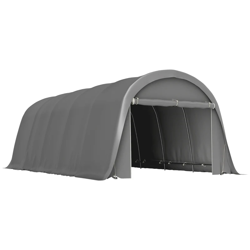 Outsunny Carport tente de garage 3,6 x 7,2 m abri voiture extérieur tente de stockage avec parois latérales amovibles, gris foncé