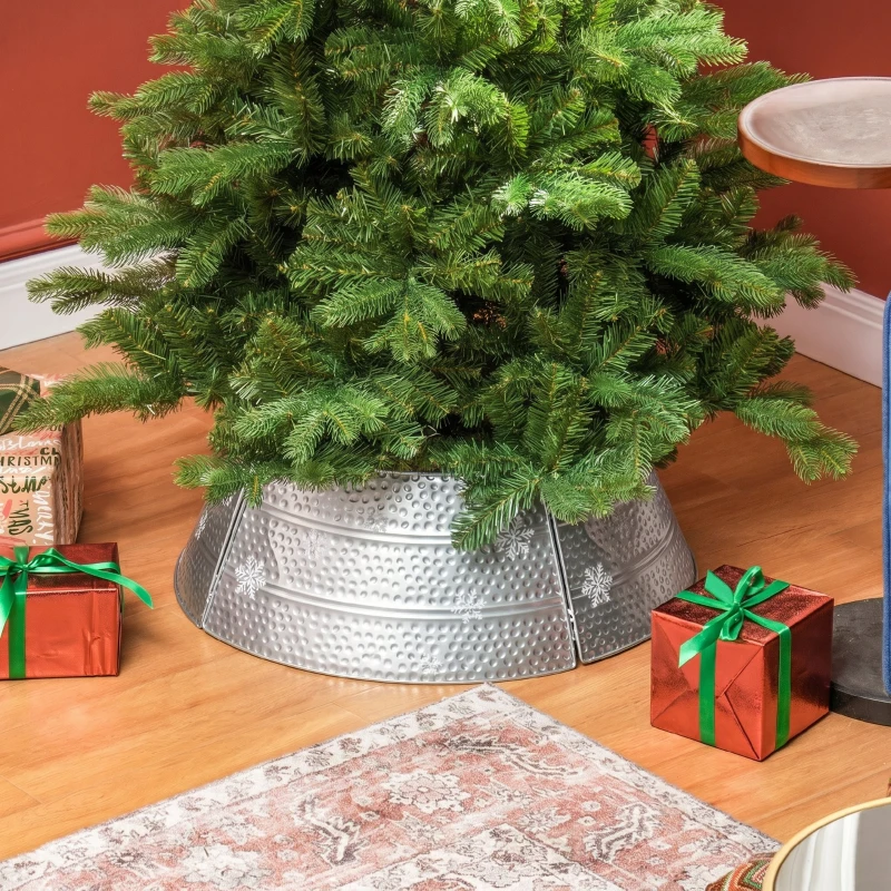 HOMCOM Saia para Árvore de Natal em Metal Impermeável, Decoração para Festas e Casa, 66x66x23 cm, Prateado