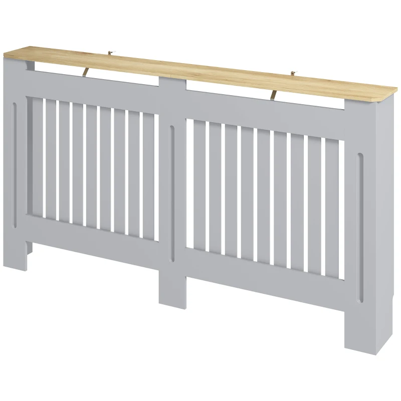 HOMCOM Slatted Radiator Cover, Painted Cabinet with Line Grill Design, 152L × 19W × 81H cm, Grey