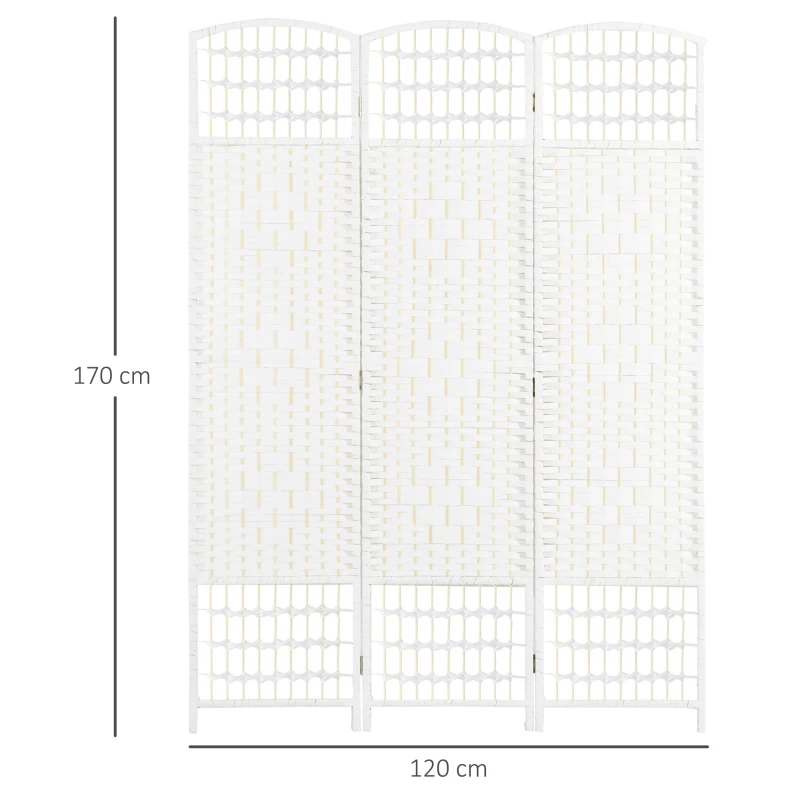 HOMCOM Paravent intérieur en bois séparateur de pièce cloison pliable 3 panneaux 120 x 170 cm blanc