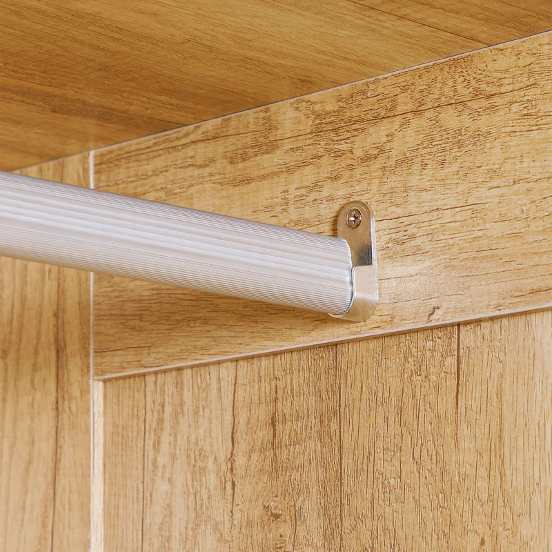 HOMCOM Armadio 2 Ante a Battente con 2 Cassetti e Asta Appendiabiti, 80x54x180 cm, Legno