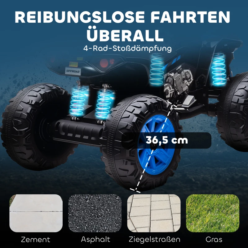 AIYAPLAY Kinder Elektrische Quad, 24V Elektrisch Voertuig met 4 Wielen, Koplampen, USB-aansluiting, MP3-functie, 6,5 km/h, 3-8 Jaar(m-7)