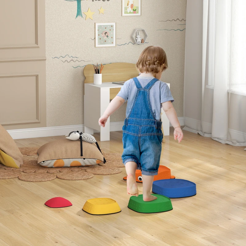 AIYAPLAY Conjunto de Pedras de Equilíbrio Empilháveis para Crianças de 5 Peças com Forma de Rã e Antiderrapantes Multicolor