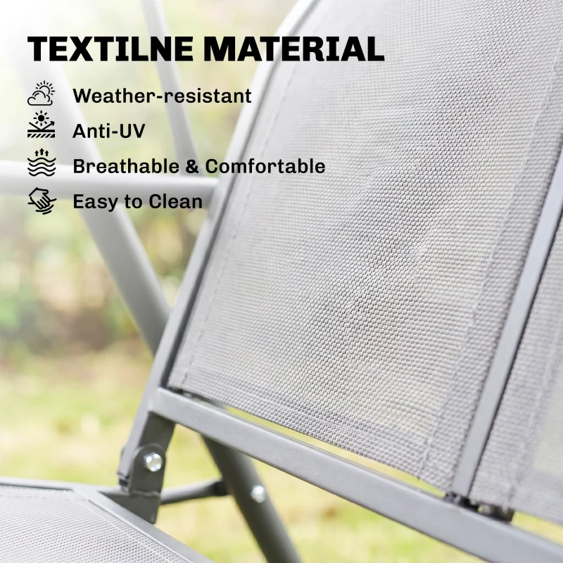 Outsunny 3 Seater Swing Chair, Garden Swing Bench with Adjustable Tilting Canopy, Breathable Mesh Seat and Heavy Duty Steel Frame for Patio, Garden, Grey