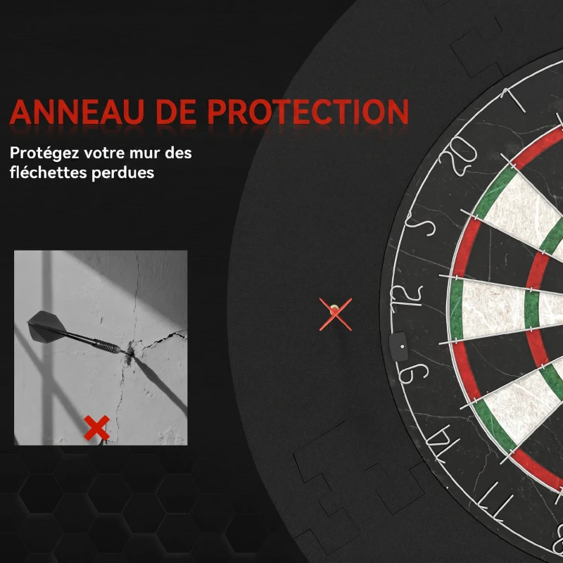 SPORTNOW Cible de Fléchettes en Sisal Professionnelle avec Anneau de Protection EVA et 6 Fléchettes Pointe, Ø71,5x3,8cm, Noir
